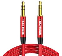 TechRise Aux Cable 3.5mm to 3.5mm Audio Cable, Aux Cord, Red, 1.0M