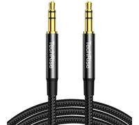 TechRise Aux Cable 3.5mm to 3.5mm Audio Cable, Headphones Cable,Jack Audio Extension Cable 1 m Nylon Braided Stereo Jack for Headphones, iPod, iPhone, iPad, Car, Soundbar,TV, PC, Speaker(Black, 1.0M)