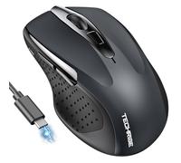 TechRise Bluetooth Mouse, Rechargeable Wireless Mouse (BT5.0/3.0 & 2.4G), 4800DPI Adjustable, 6-Button Silent Computer Mice, USB A Ergonomic Wireless Mouse for Laptop PC Mac, Grey