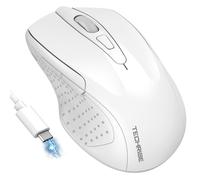 TechRise Bluetooth Mouse, Rechargeable Wireless Mouse (BT5.0/3.0 & 2.4G), 4800DPI Adjustable, 8-Button Silent Computer Mice, USB Ergonomic Wireless Mouse for Laptop PC Mac, White