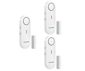 TechRise Door Window Alarm Sensor, 2-in-1 Alarm & Chime, Mini Door Sensor for Home Security, 3-level Volume Control, Shed Door Sensor for Child Security, House Shop Safety, 3 PCS