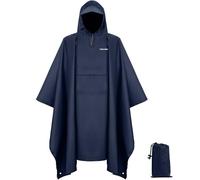 TechRise Thick Hooded Rain Poncho for Adults with Pocket, Unisex Waterproof Lightweight Raincoat Reusable for Hiking Camping, Blue, One Size