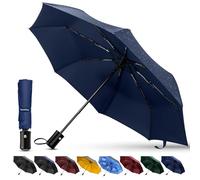 TechRise Umbrella, Compact Strong Windproof Automatic Umbrellas, Folding Lightweight, Portable Travel Golf Umbrella for Rain, Blue