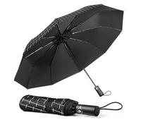 TechRise Umbrella Compact Windproof Travel Umbrellas: Easy Auto Open Close, Strong Fiberglass Frame, Durable Folding Lightweight Portable Automatic Backpack Umbrella for Men and Women, 10 Ribs