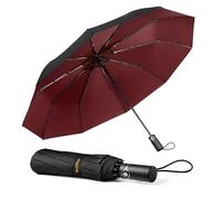 TechRise Umbrella Compact Windproof Travel Umbrellas: Easy Auto Open Close, Strong Fiberglass Frame, Durable Folding Lightweight Portable Automatic Backpack Umbrella for Men and Women, 10 Ribs