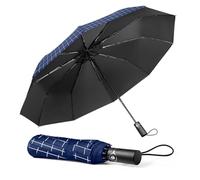 TechRise Umbrella Windproof Travel Umbrella: 10 Ribs Automatic Compact Strong Wind Proof Umbrella, One Button Auto Open Close Wind Resistant Folding Lightweight Portable Umbrella for Men Women