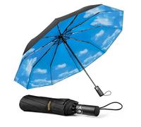 TechRise Umbrella Compact Windproof Travel Umbrellas: Easy Auto Open Close, Strong Fiberglass Frame, Durable Folding Lightweight Portable Automatic Backpack Umbrella for Men and Women, 10 Ribs