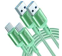 TechRise USB C Cable 2 Pack, USB Type C to USB A Charger Nylon Braided Fast Charge Cord for Samsung Galaxy S23 S22 S21 S20 S10, Google Pixel, Xperia, Android Mobile Phone (6.6 + 3.3ft)