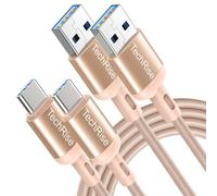TechRise USB C Cable 2 Pack, USB Type C to USB A Charger Nylon Braided Fast Charge Cord for Samsung Galaxy S23 S22 S21 S20 S10, Google Pixel, Xperia, Android Mobile Phone (6.6 + 3.3ft)