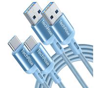 TechRise USB C Cable 2 Pack, USB Type C to USB A Charger Nylon Braided Fast Charge Cord for Samsung Galaxy S23 S22 S21 S20 S10, Google Pixel, Xperia, Android Mobile Phone (6.6 + 3.3ft)