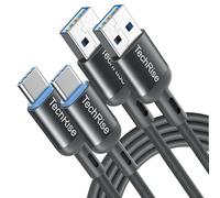 TechRise USB C Cable 2 Pack, USB Type C to USBA Charger Nylon Braided Fast Charge Cord for Samsung Galaxy S23 S22 S21 S20 S10 Google Pixel Xperia Android Mobile Phone（6.6 +3.3ft）, Grey