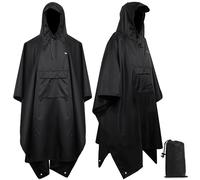 TechRise Waterproof Rain Poncho, 2 Pack Reusable Adult Rain Coat Lightweight Raincoat with Hood for Men and Women, 3-in-1 Multifunctional Rain Cape Jacket for Hiking, Camping and Outdoor Activities