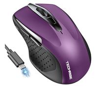 TechRise Wireless Mouse, Rechargeable Bluetooth (BT5.0/3.0 & 2.4G), 4800DPI Adjustable, 6-Button Silent, Ergonomic, Purple