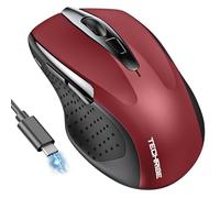 TechRise Wireless Mouse, Rechargeable Bluetooth Mouse (BT5.0/3.0 & 2.4G), 4800DPI Adjustable, 6-Button Silent Computer Mouse, Ergonomic Wireless Mouse for Laptop PC Mac, Red