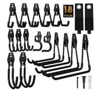 TECHSHARE Garage Hooks, 18 Pack Heavy Duty Hooks, 6 Sizes Shed Hooks for Garden Tools, Ladder Hanging, Garage Storage(Black Wall Hook)