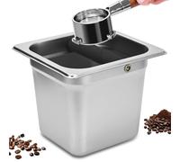 TECHSHARE Stainless Steel Knock Box, Square Espresso Knock Box, Large Capacity Coffee Knock Box, Easy to Clean Espresso Accessories for Home, Kitchen, Cafe, and More