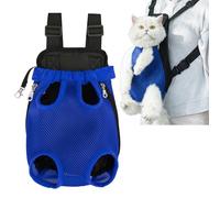 Techson Breathable Mesh Dog Carrier Backpack, Legs Out Front Facing Pet Carrier for Small Dogs Cats, Hands-Free Adjustable Puppy Travel Bag for Walking, Hiking, Cycling (Blue, M)