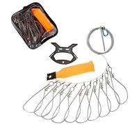Techson Fish Stringer Kit, Portable Live Fish Large Buckle Lock, Stainless Steel Fishing Gear Accessories, Including 10 Snaps, Float, Plastic Handle and Carry Bag