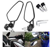 Techson Motorcycle Rearview Mirror, Universal 7/8 inch Handle Bar Oval Mirrors, Safe Rear View Wing Mirror (Black, 1 Pair)