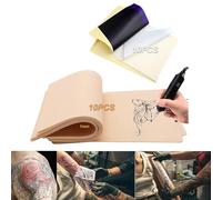 Techson Tattoo Skin Practice, 10Pcs 1mm Blank Double Slides Fake Skins for Tatto Beginners and Microblading Eyebrow Practice (7.4 x 5.6in) (10 x Tattoo Skin + 10 x Paper)