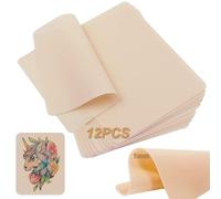 Techson Tattoo Skin Practice, 12Pcs 1mm Blank Double Slides Fake Skins for Tatto Beginners and Microblading Eyebrow Practice (7.4 x 5.6in)