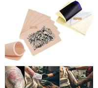 Techson Tattoo Skin Practice, 5Pcs 3mm Blank Double Slides Fake Skin for Tattoo Beginners and Microblading Eyebrow Practice (7.4 x 5.6in) (5 x 3mm Skins+ 10 x Paper)
