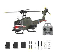 TechSpieler 1/48 C032 UH-1 Huey RC Helicopter, 2.4G 6CH Flybarless Aircraft Model with Optical Flow Positioning, Back Flight and Armament Attachment (Vietnam War Shark Mouth)