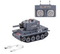 TechSpieler Mini 1/64 RC Tank, Infrared Combat Mode RC Battle Tank with Rotating Turret and Realistic Track Drive, Remote Control Gift for Military Enthusiasts (Grey)