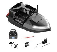 TechSpieler V020 RC Bait Boat, 3 Compartments 500M Fishing Boat with 40 GPS Points (Black)