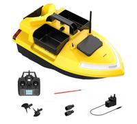 TechSpieler V020 RC Bait Boat, 3 Compartments 500M Fishing Boat with 40 GPS Points, Luminous Effect (Yellow)