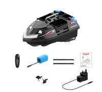TechSpieler V802 RC Bait Boat, Dual Antenna 4 Compartments 3KG Large Capacity Fishing Boat (Black)