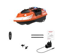 TechSpieler V802 RC Bait Boat, Dual Antenna 4 Compartments 3KG Large Capacity Fishing Boat (UK Plug/Orange)