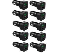 TechStone Car Charger Dual USB In Car Fast Charging Adapter Quick Charge 3.0 - Mini Phone Cigarette Lighter 12v Socket for iPhone XS/XR/Max/7/8/Plus, Air 2/ iPad Pro/Mini, Galaxy, LG, HTC (Pack of 10)