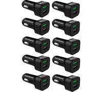 TechStone Car Charger Dual Usb Quick Charge 3.0 Fast Charging Adapter Cigarette Lighter 12V Socket: Iphones Ipads Galaxy Lg Htc (Pack Of 10)