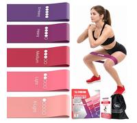 TechStone Resistance Bands Set for Men and Women, Pack of 5 Different Resistance Levels Elastic Band for Home Gym Long Exercise Workout - Great Fitness Equipment for Training (Red)