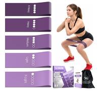 TechStone Resistance Bands Set for Men and Women, Pack of 5 Different Resistance Levels Elastic Band for Home Gym Long Exercise Workout - Great Fitness Equipment for Training (Purple)