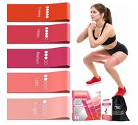 TechStone Resistance Bands Set for Men and Women, Pack of 5 Different Resistance Levels Elastic Band for Home Gym Long Exercise Workout - Great Fitness Equipment for Training (Pink)