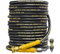 TechSweepPro 4200PSI Pressure Washer Hose 100FT with 3/8" Swivel Quick Connect for Cold/Hot Water, Kink Resistant Steel Wire Braided, Wear Resistant Power Washer Hose with 2 M22 14mm Adapter Set