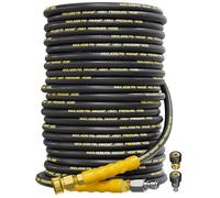 TechSweepPro 4200PSI Pressure Washer Hose 125FT with 3/8" Swivel Quick Connect for Cold/Hot Water, Kink Resistant Steel Wire Braided, Wear Resistant Power Washer Hose with 2 M22 14mm Adapter Set