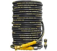 TechSweepPro 4200PSI Pressure Washer Hose 150FT with 3/8" Swivel Quick Connect for Cold/Hot Water, Kink Resistant Steel Wire Braided, Wear Resistant Power Washer Hose with 2 M22 14mm Adapter Set