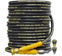 TechSweepPro 4200PSI Pressure Washer Hose 75FT with 3/8" Swivel Quick Connect for Cold/Hot Water, Kink Resistant Steel Wire Braided, Wear Resistant Power Washer Hose with 2 M22 14mm Adapter Set