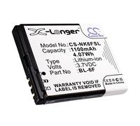 Techtek Battery CS-NK6FSL Compatible with A688, Cubo, N78, N79, N95 8GB Replaces Nokia BL-6F, BLU N6F10T