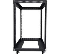 TECHTOO Server Rack 15U Standing Open Frame Rack with 4 Wheels 4 Posts 19Inch Server Equipment Rack Heavy Duty Cold Rolled Steel for Network Servers & AV Gear (15U)