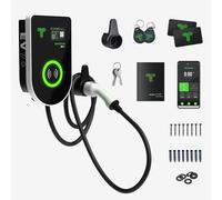 techtron® EV7 7kW Smart EV Charger, Type 2 Tethered Wallbox with 5m Cable, WiFi App Control, RFID Access, IP67 Waterproof, LCD Display, OZEV Approved, Single Phase Home Charging, White
