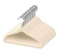 TechZoo 50 Premium Baby Velvet Hangers - 11" Inch Non-Slip Baby Hangers, Ultra-Slim Space-Saving Children Hangers - 360° Swivel Hook, Strong & Durable Infant & Toddler Clothes Hangers - Ivory
