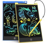 TECJOE 2 Pack LCD Writing Tablet, 10 Inch Colorful Doodle Board for Kids, Electronic Drawing Tablet Drawing Pads,Kids Travel Games Activity for Learning,Gifts for 3-6-Year-Old (Dark Blue and Yellow)