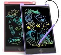TECJOE 2 Pack LCD Writing Tablet, 10 Inch Colorful Doodle Board for Kids, Electronic Drawing Tablet Drawing Pads,Kids Travel Games Activity for Learning,Gifts for 3-6-Year-Old(Pink and Violet)