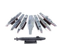 TECKEEN 8Pcs 15cm Plastic Warship Aircraft Carrier 4D Model Model Cruiser Frigate Submarine Battleship Model Ship Military Science Exhibition (Unassembled Kit) Model