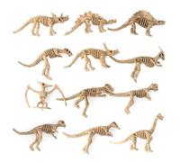 TECKEEN Dinosaur Fossil Skeletons Figurine, 12 Pack Dinosaur Skeleton for Dino Sand Dig,Science Play