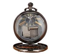 TECKEEN Music Pocket Watch, Can Play The Music, Vintage Time Pocket Watch Movement Running Train On Case